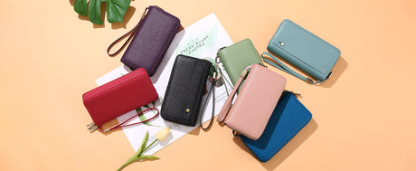 Black Double Zipper Women's Wallet - Large Capacity Clutch Organizer with Wristlet Strap