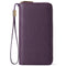 Purple Double Zipper Women's Wallet - Large Capacity Clutch Organizer with Wristlet Strap