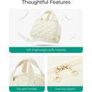 Beige Large Capacity Travel Toiletry Bag with Wide Opening - Puffy Nylon Makeup Organizer with Waterproof PVC Layer