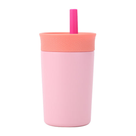 2 Pcs Pink 12oz Insulated Tumbler with Straw - 304 Stainless Steel, BPA-Free, Leak-Proof Coffee Mug for Hot and Cold Drinks