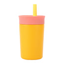 2 Pcs Yellow 12oz Insulated Tumbler with Straw - 304 Stainless Steel, BPA-Free, Leak-Proof Coffee Mug for Hot and Cold Drinks