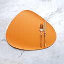 4 Pcs Orange Nordic-Style PVC Leather Placemats Set of 4 - Waterproof, Heat-Resistant, and Oil-Proof Triangular Table Mats