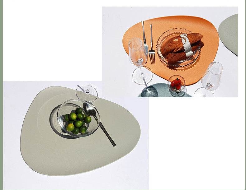 4 Pcs Green Nordic-Style PVC Leather Placemats Set of 4 - Waterproof, Heat-Resistant, and Oil-Proof Triangular Table Mats