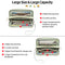 Green Floral Embossed Large Capacity Women's Wallet - Double Zipper PU Leather Clutch with Detachable Wrist Strap