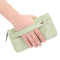 Pink Floral Embossed Large Capacity Women's Wallet - Double Zipper PU Leather Clutch with Detachable Wrist Strap