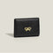 Black Compact Women's Bow-Accent Wallet - Fresh Minimalist PU Leather Foldable Card Holder with Multiple Slots