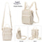 Beige Mini Waterproof Oxford Backpack - Lightweight 263g Travel Crossbody Bag with Adjustable Straps