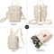 Beige Mini Waterproof Oxford Backpack - Lightweight 263g Travel Crossbody Bag with Adjustable Straps