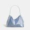 Blue Luminous Silver Nylon Underarm Shoulder Bag - Convertible Crossbody Hobo with Pouch - Lightweight & Modern