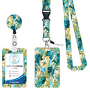 2 Pcs Blue and Green Retractable Badge Reel & ID Card Holder Set with Lanyard - Durable ABS Plastic