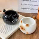 Black Adorable Ceramic Cat Mug - Cute Creative Coffee Cup with Tail Handle (210ml)