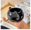 Black Adorable Ceramic Cat Mug - Cute Creative Coffee Cup with Tail Handle (210ml)