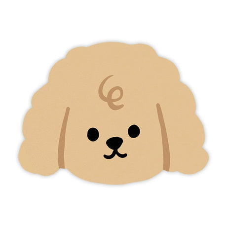 2 Pcs Style 4 Khaki Puppy pattern Cartoon Pet Feeding Mat for Cats & Dogs - Absorbent Diatom Mud Splash-Proof Mat, Easy to Clean