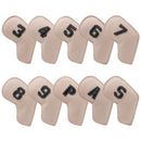 Beige Golf Iron Head Covers Set of 10 - Waterproof PU Leather Club Protectors with Embroidered Numbers (3-9, P, A, S)
