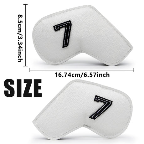 Beige Golf Iron Head Covers Set of 10 - Waterproof PU Leather Club Protectors with Embroidered Numbers (3-9, P, A, S)