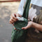 Dark Green Foldable Waterproof Shopping Tote Bag Set - Large Capacity Lightweight Reusable Grocery Bag with Matching Pouch