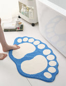 2 Pcs Pink And White Foot-Shaped Plush Bath Mat - Non-Slip Absorbent Bathroom Rug for Bedroom and Doorway (50x80cm)