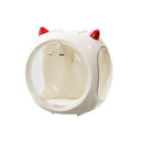 Beige And Red Horn Acrylic Blind Box Display Case - Transparent Dustproof Storage for Figures and Collectibles(The model is a shooting prop and is not included)