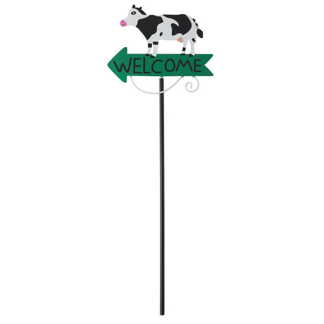 Black And White Cow Pattern Charming Metal Garden Stakes | Welcome Yard & Lawn Decor