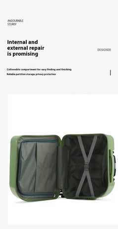 Beige Compact 18-Inch Carry-On Suitcase | Lightweight ABS Hardside Spinner Luggage