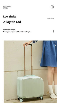 Black Compact 18-Inch Carry-On Suitcase | Lightweight ABS Hardside Spinner Luggage