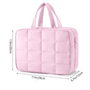 Size M Black Quilted Hanging Toiletry Bag with Jewelry Organizer - Travel Cosmetic Case(28*12*20)