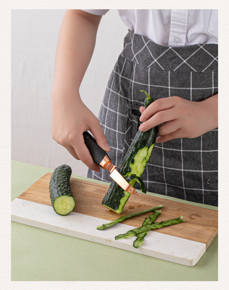 Black And Rose Gold 7-Piece Kitchen Gadget Set - Stainless Steel Utensils with Comfort Grip Handles