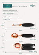 Black And Rose Gold 7-Piece Kitchen Gadget Set - Stainless Steel Utensils with Comfort Grip Handles