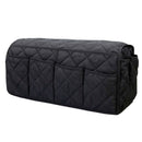 2 Pcs Black Quilted Sofa Armrest Organizer Caddy - Multi-Pocket Remote Control Holder Bag