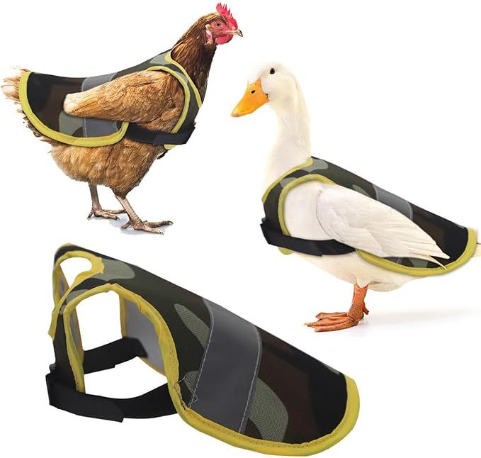 4 Pcs Camouflage Green High Visibility Chicken & Duck Safety Vest - Reflective Poultry Jacket