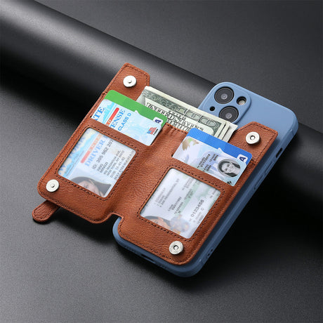 2 Pcs Black Multifunction Stick-On Phone Wallet - PU Leather Card Holder with Zipper & Flip Cover