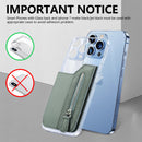 2 Pcs Blue Multifunction Stick-On Phone Wallet - PU Leather Card Holder with Zipper & Flip Cover