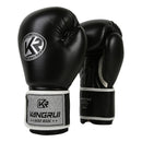 Black And Silver Durable 8oz PU Leather Boxing Gloves - Padded & Ventilated for Training