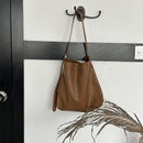 Brown Fashionable Minimalist Bucket Tote Bag - Versatile & Spacious for Daily Commutes