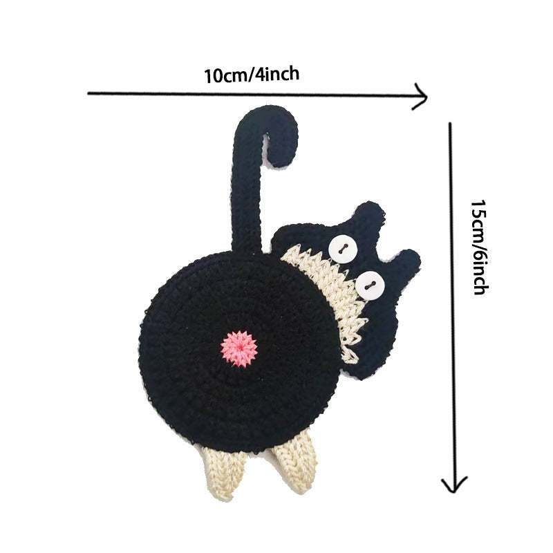 Multicolor Cat Butt Coasters 3-Piece Set - Cute Knitted Drink Coasters for Cat Lovers