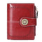 Burgundy (64 grain) Women's Short Leather Wallet - European Style Waxed Leather Coin Purse with Zipper Card Holder in Red