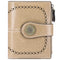 Green (64 grain) Women's Short Leather Wallet - European Style Waxed Leather Coin Purse with Zipper Card Holder in Red