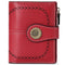 Red (Wrestling) Women's Short Leather Wallet - European Style Waxed Leather Coin Purse with Zipper Card Holder in Red