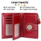 Red (Wrestling) Women's Short Leather Wallet - European Style Waxed Leather Coin Purse with Zipper Card Holder in Red