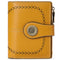 Yellow (Wrestling) Women's Short Leather Wallet - European Style Waxed Leather Coin Purse with Zipper Card Holder in Red