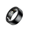 Black Round 0.77inch Smart Ring with Heart Rate and Sleep Tracking - IP68 Waterproof Fitness Tracker with Step Counter