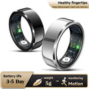 Black Round 0.84inch Smart Ring with Heart Rate and Sleep Tracking - IP68 Waterproof Fitness Tracker with Step Counter
