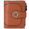 Light Brown (Wrestling) Women's Short Leather Wallet - European Style Waxed Leather Coin Purse with Zipper Card Holder in Red