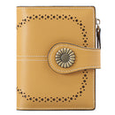 Yellow (Star Napa) Women's Short Leather Wallet - European Style Waxed Leather Coin Purse with Zipper Card Holder in Red