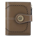 Brown(Star Napa) Women's Short Leather Wallet - European Style Waxed Leather Coin Purse with Zipper Card Holder in Red