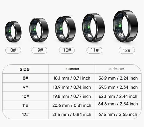 Gold Round 0.71inch Smart Ring with Heart Rate and Sleep Tracking - IP68 Waterproof Fitness Tracker with Step Counter