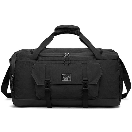 Black Dry Wet Separation Gym Bag - Yoga Fitness Travel Duffel - Shoe Compartment