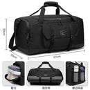 Black Dry Wet Separation Gym Bag - Yoga Fitness Travel Duffel - Shoe Compartment