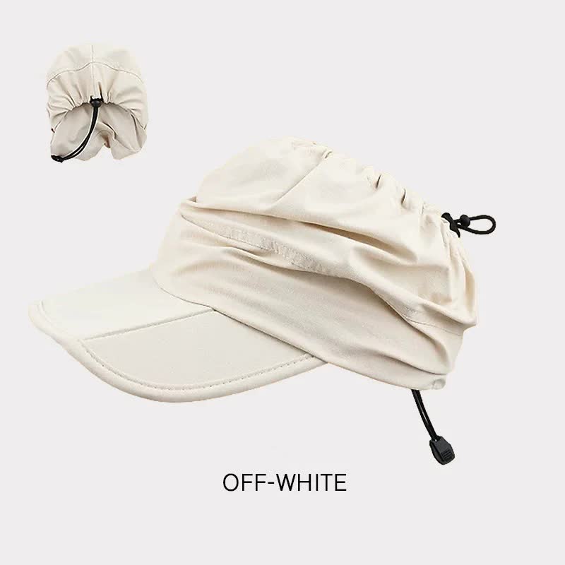 Beige Summer Outdoor Quick Dry Sun Hat - Foldable Visor Cap - UV Protection - 55-58cm