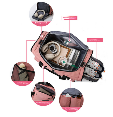 Black Capacity Travel Duffel Bag - Unisex - Multi-Color - 56x29x27cm